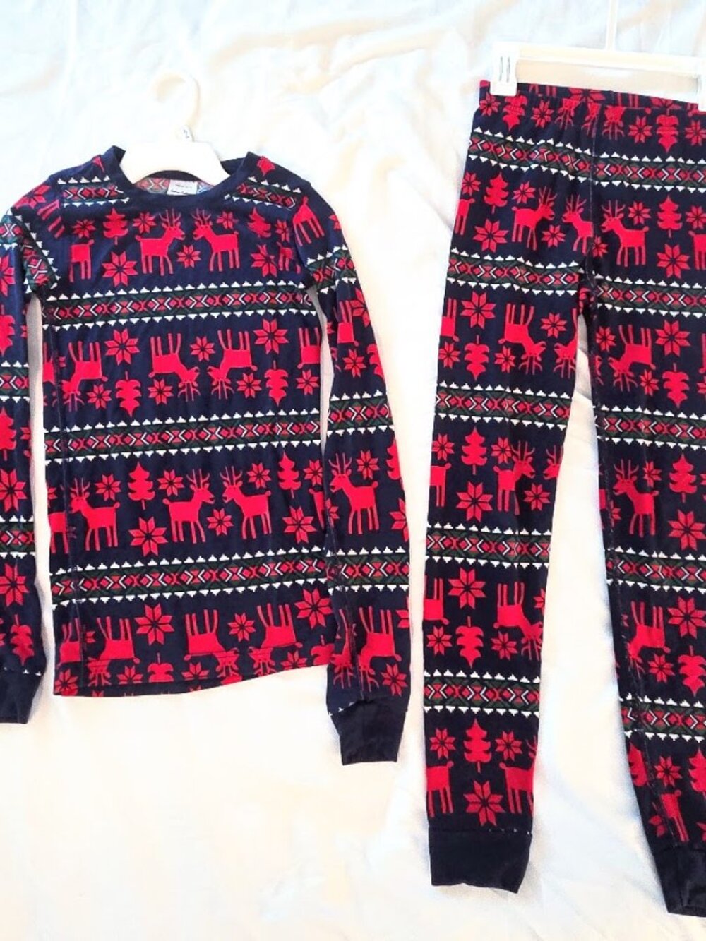 Hanna Andersson Girls Size 10 Reindeer Fair Isle Christmas Pajama Set